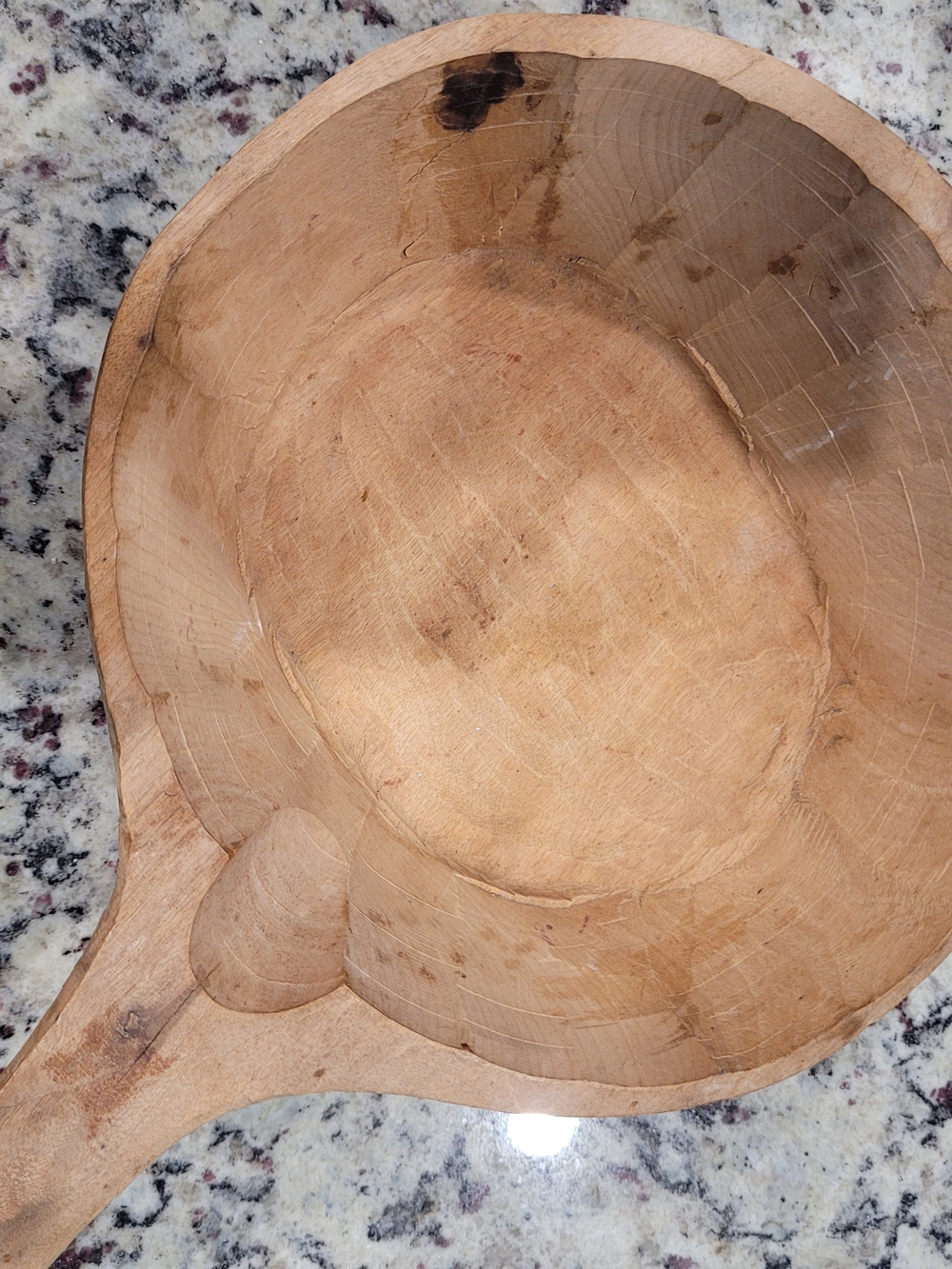 Vintage Hand-Carved Wooden Serving Bowl - Natural Light Wood